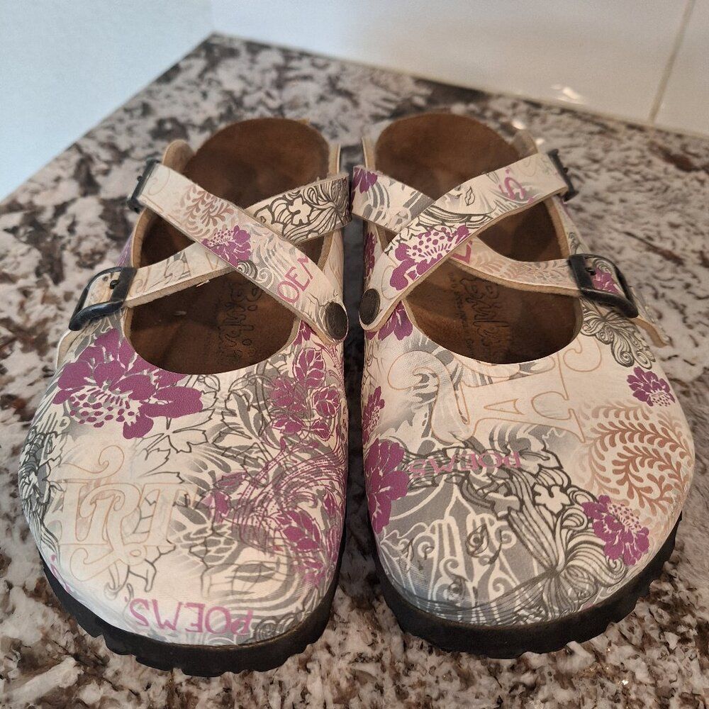 Floral Women's Mules by Birkenstock - Cream and Purple